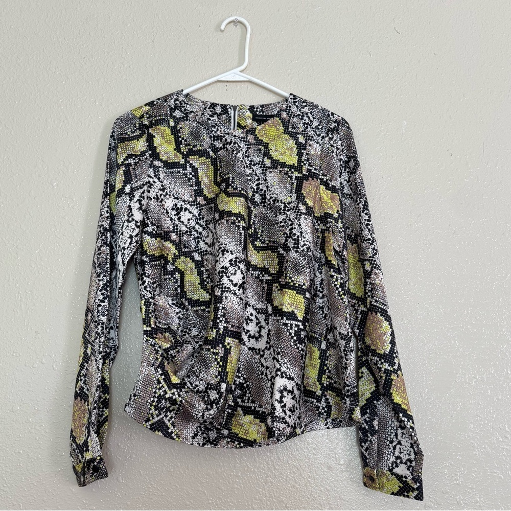 Universal Standard Lucian Snake Skin Gathered Blouse Sz 4XS US XS